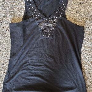 Harley-Davidson Women's Black Studded V-Neck Tank
